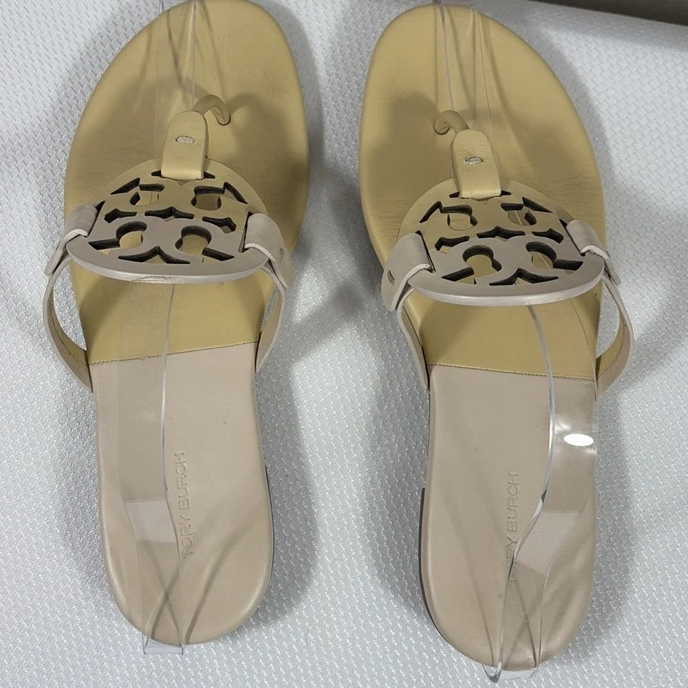 TORY BURCH Soft Miller Sandals Bicolor Sweet Corn New Ivory 9M‎